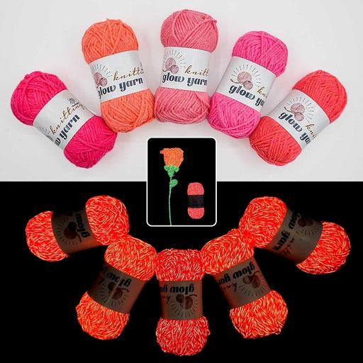 Acrylic Glow Yarn - 5 Pack Red Red Glow in the Dark Yarn, 400 Yards per Pack 150 Grams/5.3 Ounces, for Crochet and Knitting Colorful