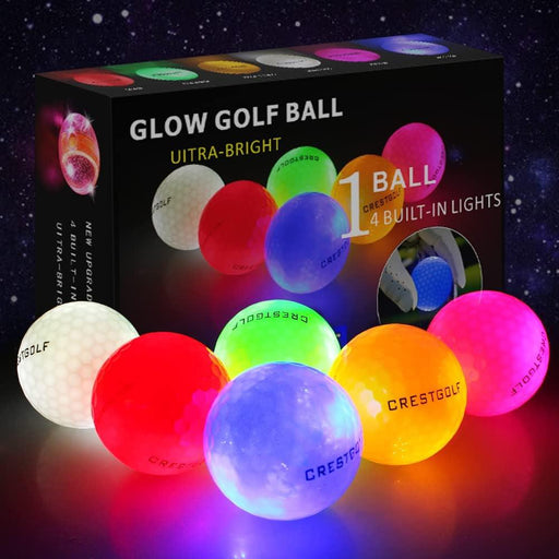 Crestgolf Glow in the Dark Golf Balls,Glow Golf Ball with 4 Light Sources Super Bright in Dark Light up LED Golf Balls for Night & Golf Gift for Men Women Kids(Mixed Color,6Pcs)