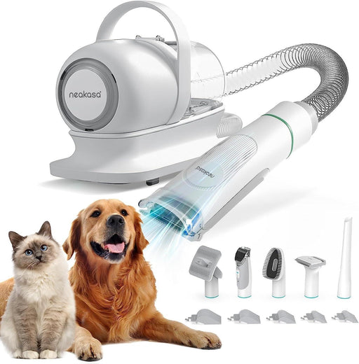 Pro Pet Grooming Kit & Vacuum Suction 99% Pet Hair, Professional Clippers with 5 Proven Grooming Tools for Dogs Cats and Other Animals