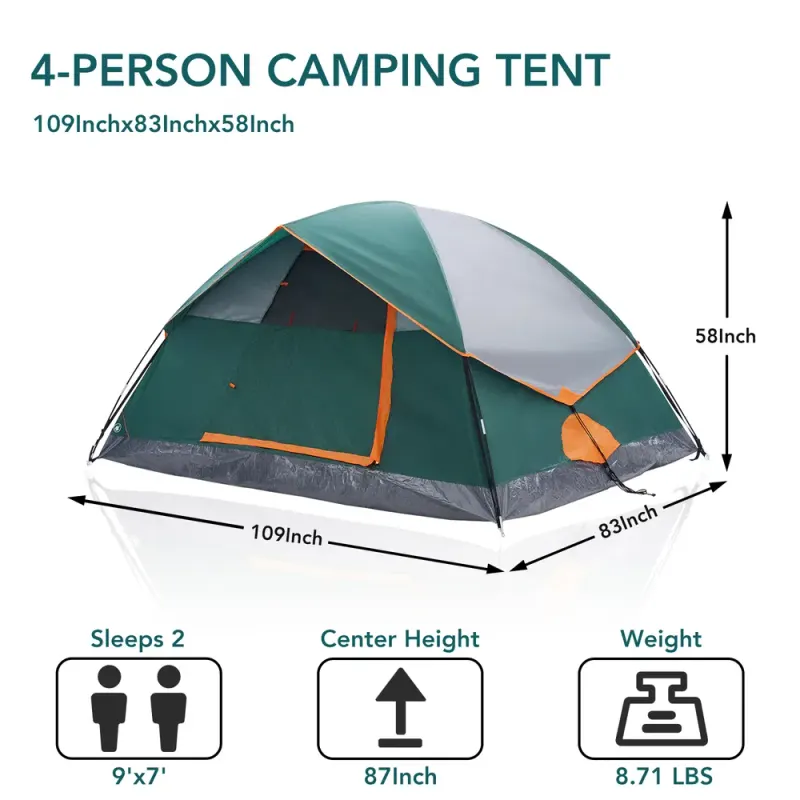2&4 Person High Quality Camping Tent with Tent Fly β photo 8