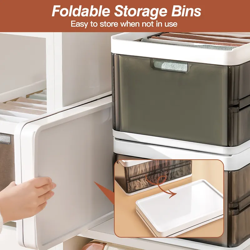 3 Pack Foldable Storage Bin with Lid Stackable Plastic Closet — photo 5