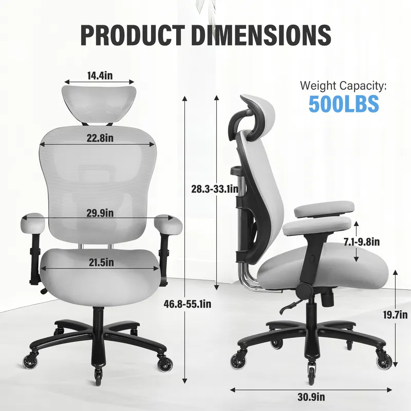 500LBS Big and Tall Office Chair Mesh Breathable — photo 3