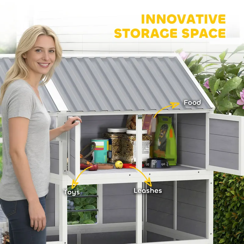 79"L Large Dog House Outdoor — Wooden Dog Kennel with Porch — photo 6