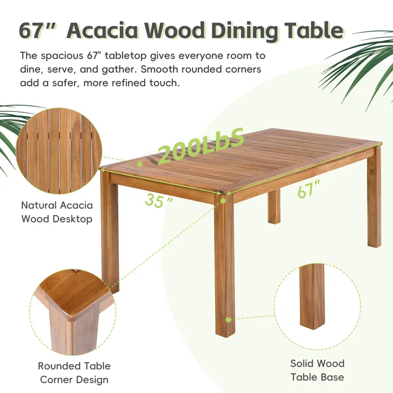 Patio 5pcs Wooden Dining Table Set Outdoor 67 L Rectangular — photo 4