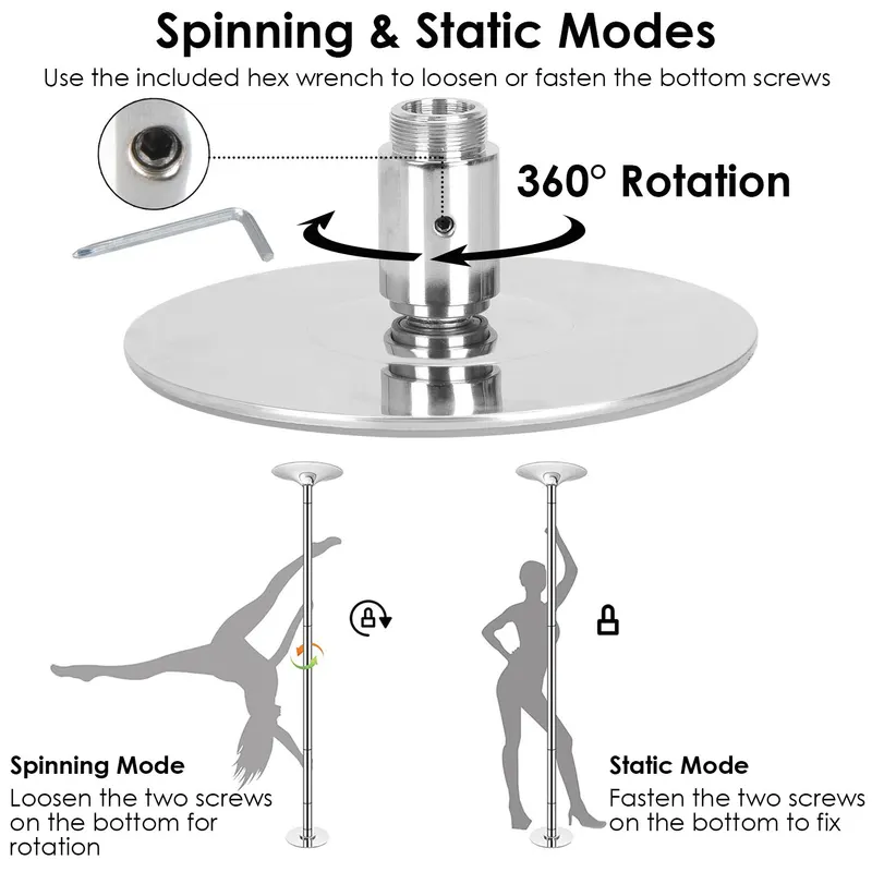 Stripper Dance Pole 45mm Spinning Static Dancing Pole — photo 6