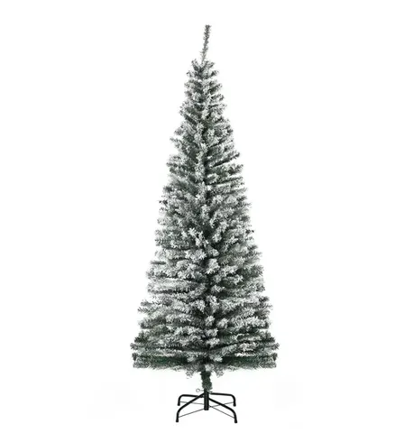 HOMCOM 6ft Artificial Snow Flocked Christmas Tree with Foldable
