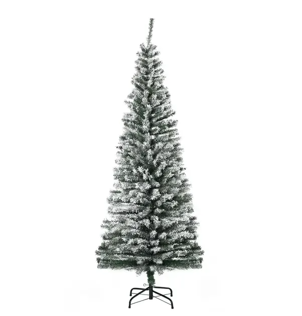 HOMCOM 6ft Artificial Snow Flocked Christmas Tree with Foldable