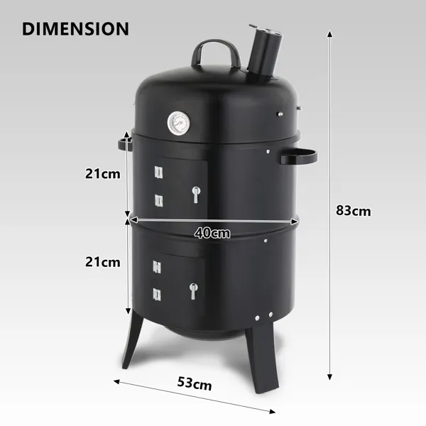 Cm — Black Cylindrical Smoker with Chimney — photo 5