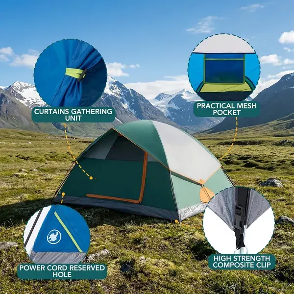 2&4 Person High Quality Camping Tent with Tent Fly β photo 7