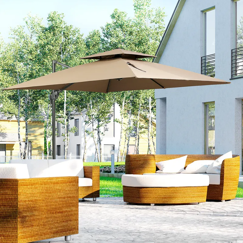 10ft Offset Patio Umbrella with Base