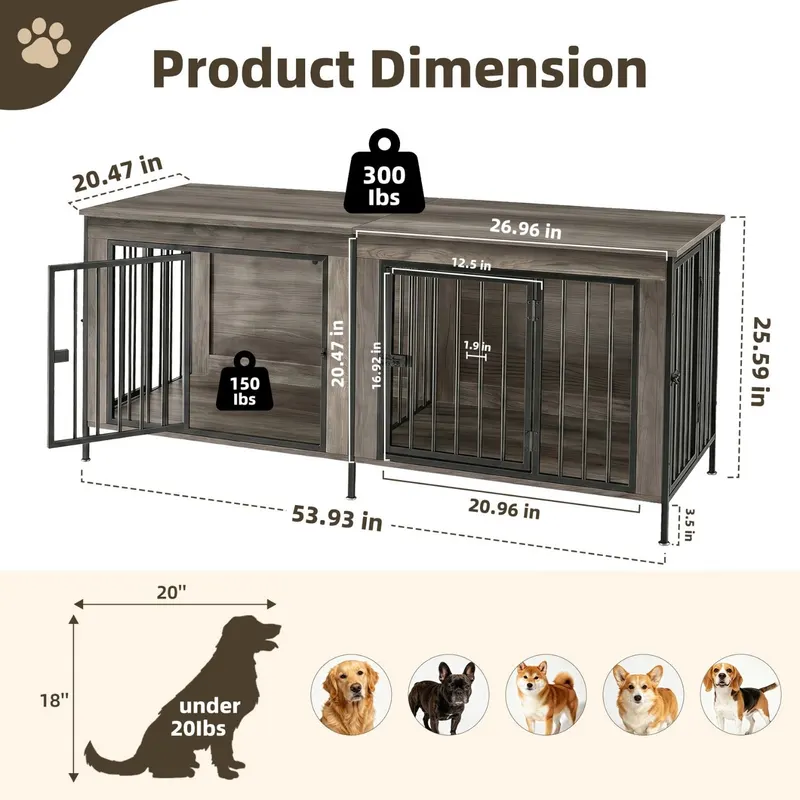 Double Dog Crate Furniture with Divider — photo 8