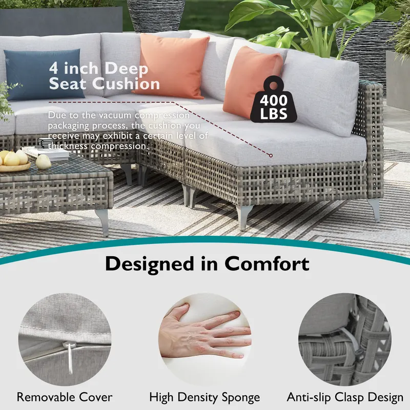 K&k 7-Piece Wicker Patio Furniture Set — photo 4