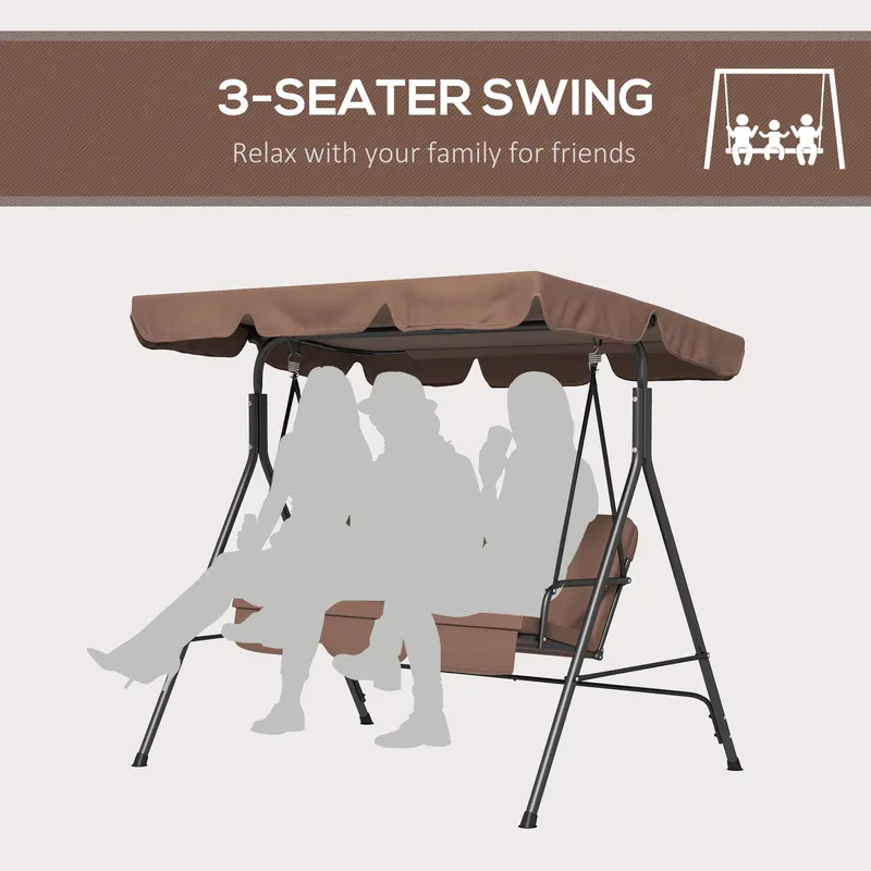 Large Family Swing Set β 3-Seat Adjustable Canopy Swing Bench β photo 6