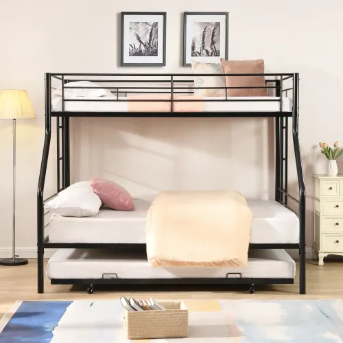 Twin Over Full with Trundle Metal Bunk Bed β photo 7