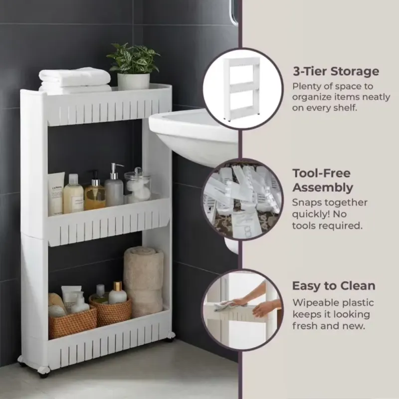 3-Tier Rolling Cart for Kitchens and Laundry Rooms (white) — photo 6
