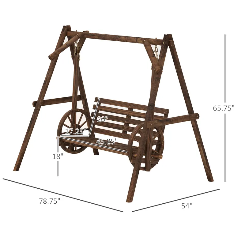 2-Seat Porch Swing with A-frame Stand β photo 4