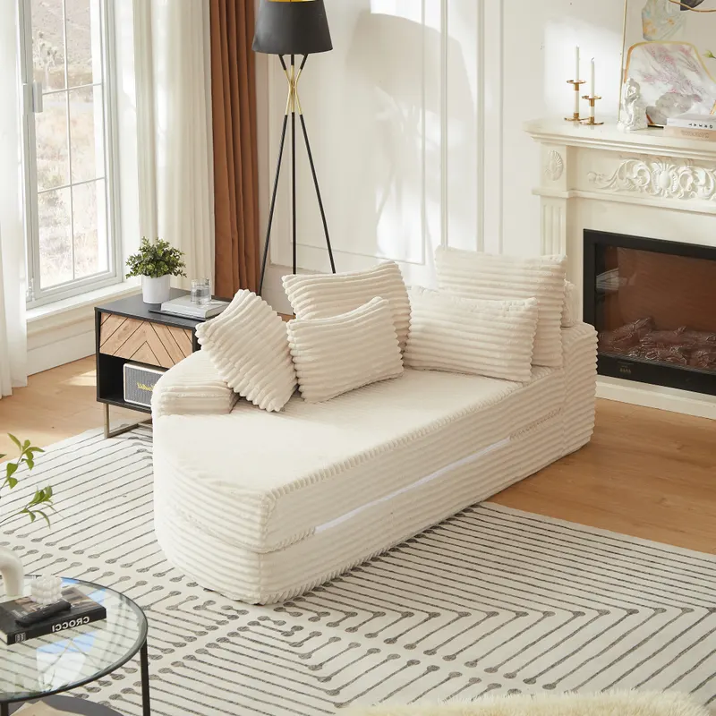 78.5-Inch Corduroy Semi-circular 2-in-1 Sofa Bed β photo 3