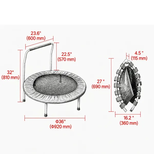 3FT Foldable Kids Trampoline with Foam Handle β photo 2
