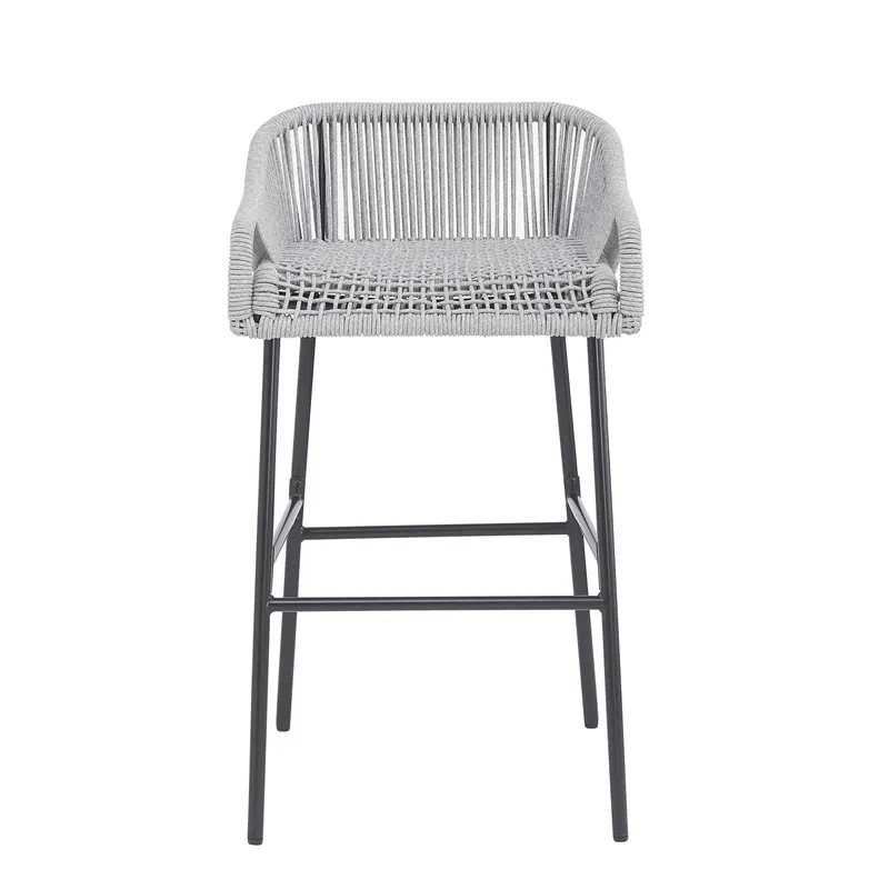 La Push Outdoor Patio Light Gray Rope Bar Stool Set of 2 — photo 5