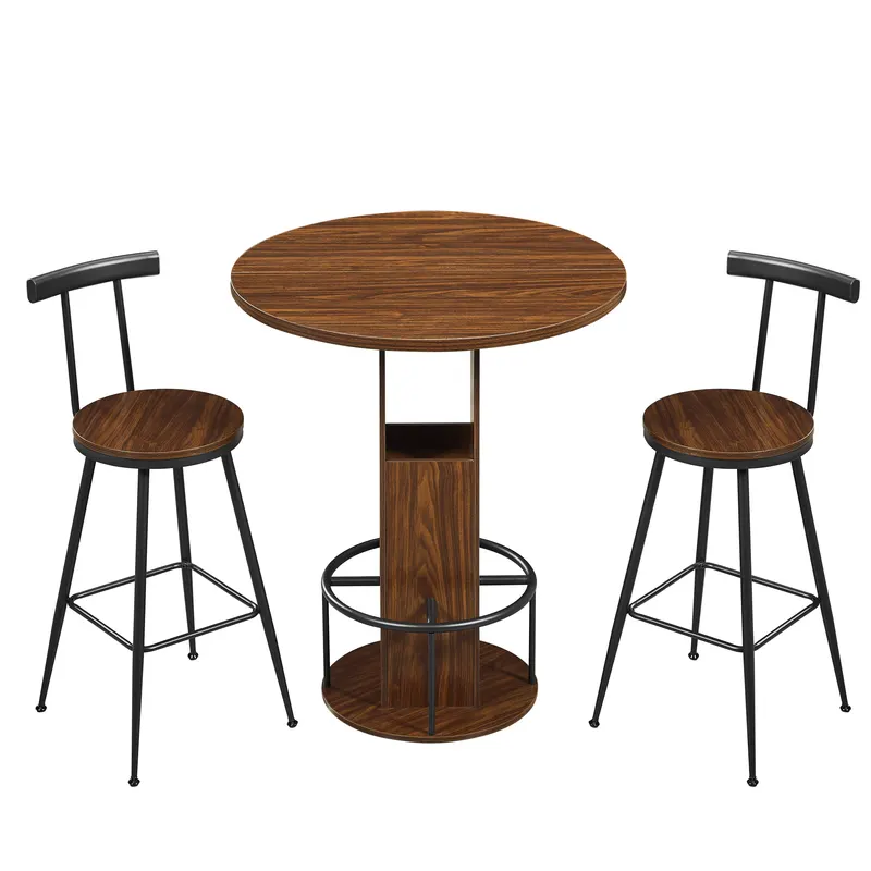 3-Piece Bar Table and Stool Set 31.5-inch Round Bar Table — photo 5