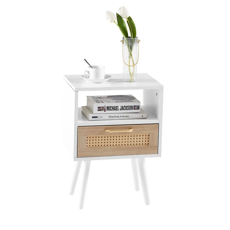 15.75 Rattan End Table with Drawer and Solid Wood Legs — photo 3