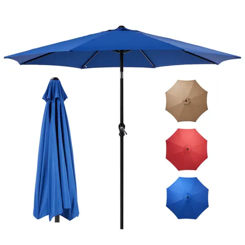 Outdoor Patio Umbrella with Push Button Tilt and Crank