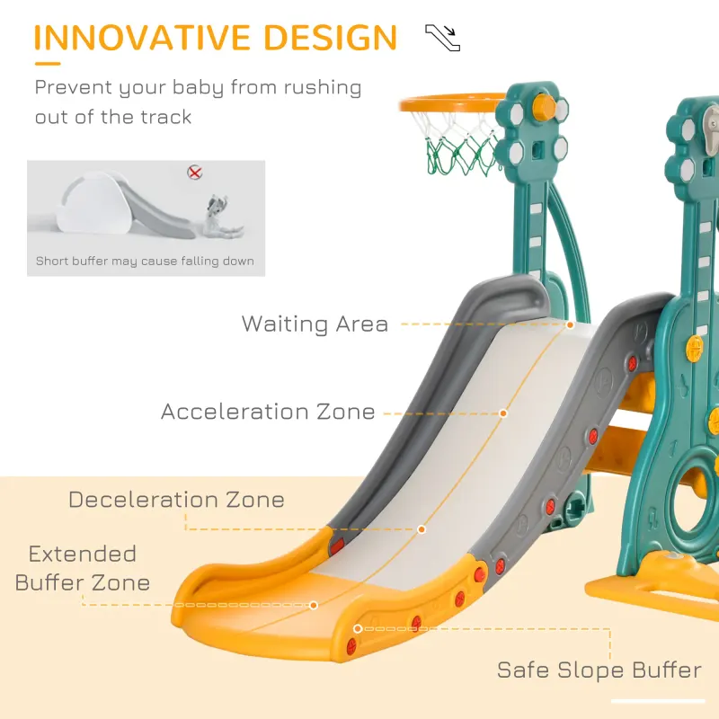4-in-1 Kids Slide and Swing Set with Basketball Hoop β photo 7