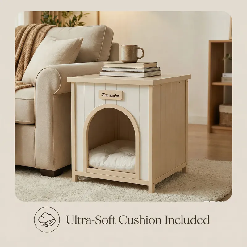 Modern Indoor Wooden Dog House with Removable Cushion — photo 3