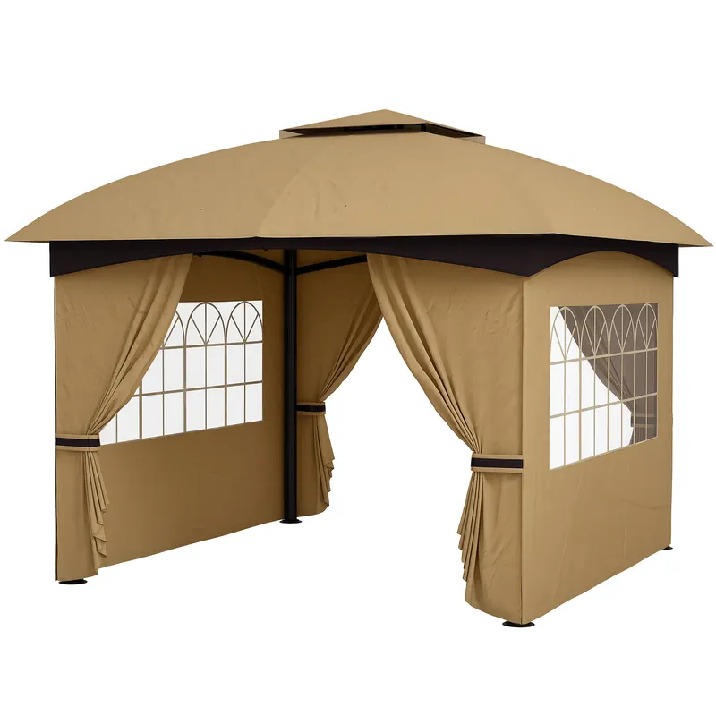 Outdoor Gazebo — Double Roof Patio Gazebo with Curtains