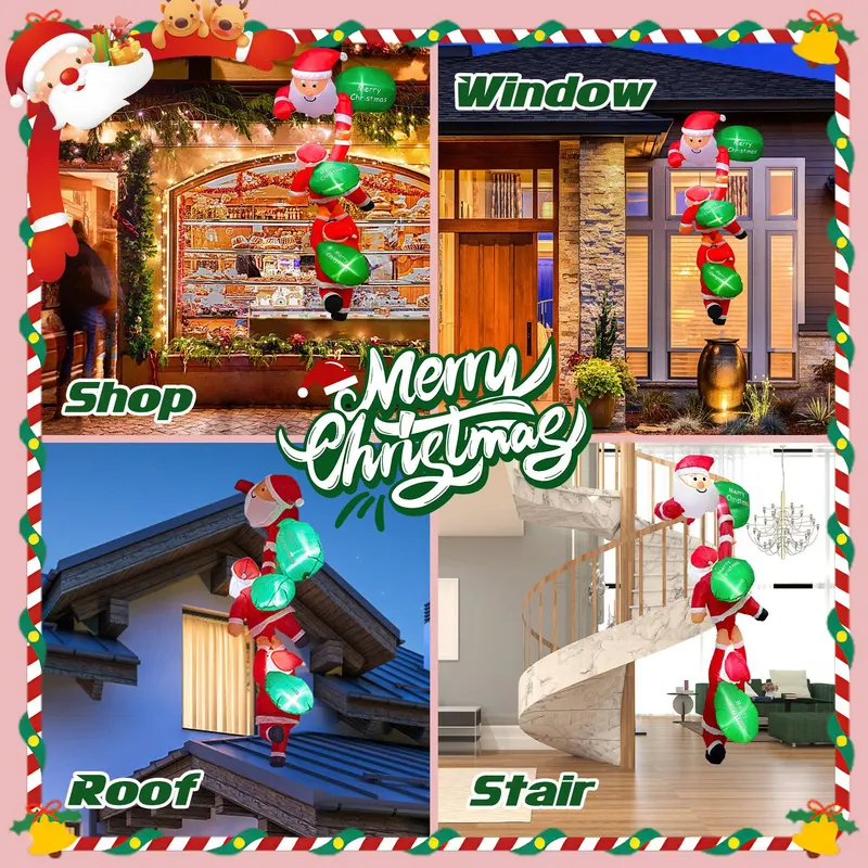 8FT Climbing Inflatable Santa Claus with Light Hanging Blow Up — photo 8