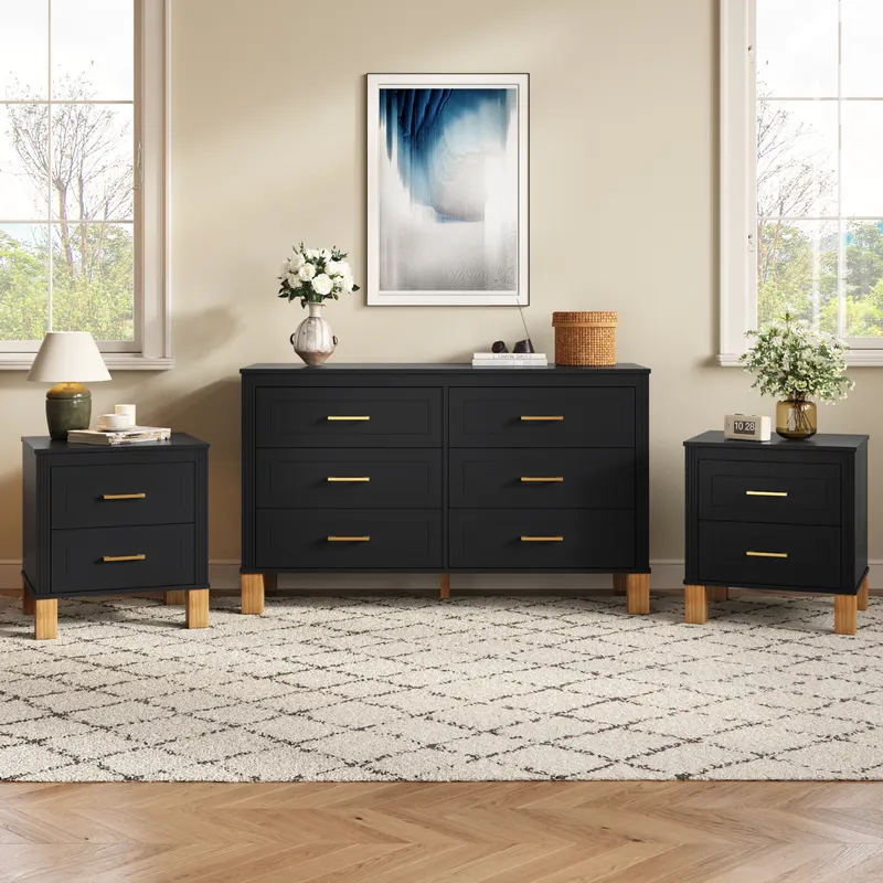 2 Drawer Nightstand — Premium Wood Storage with Elegant Fluted — photo 4