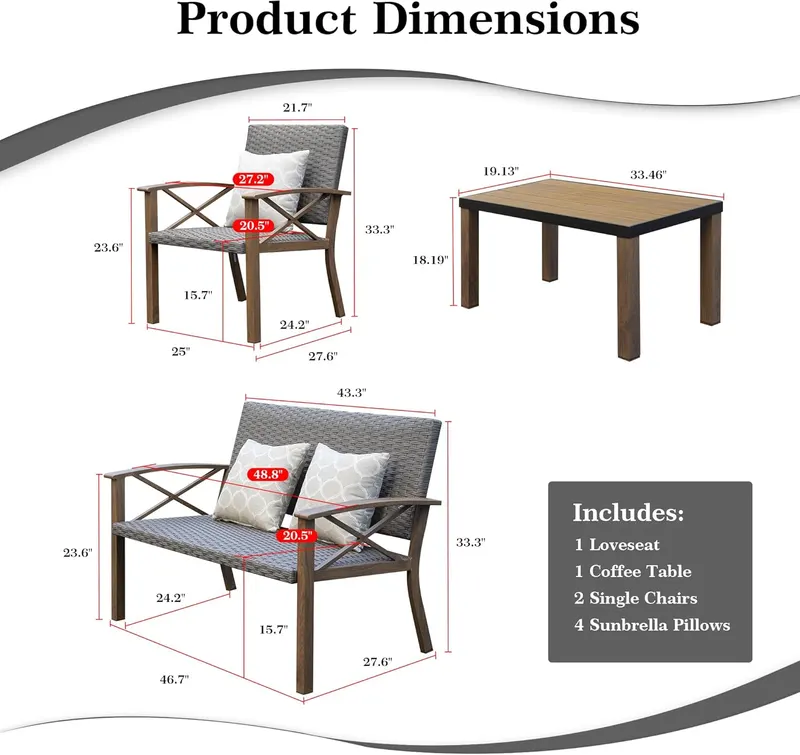 Aluminum Patio Furniture Set — 4-Piece Modern Conversation Set — photo 3