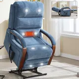 Power Blue Chenille Lift Recliner Chair Dual Motor Infinite — photo 8