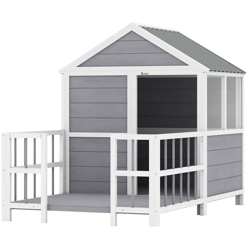 Outdoor Dog House — 61"L Wooden Dog House with Porch