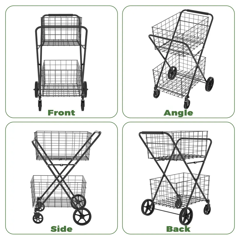 Jumbo Shopping Cart — 2 Layers Grocery Cart on Wheels — photo 2
