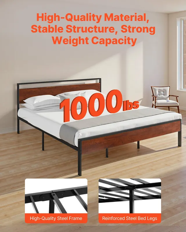 King Size Bed Frame — 14 Inch Black Metal Platform Bed Frame — photo 5