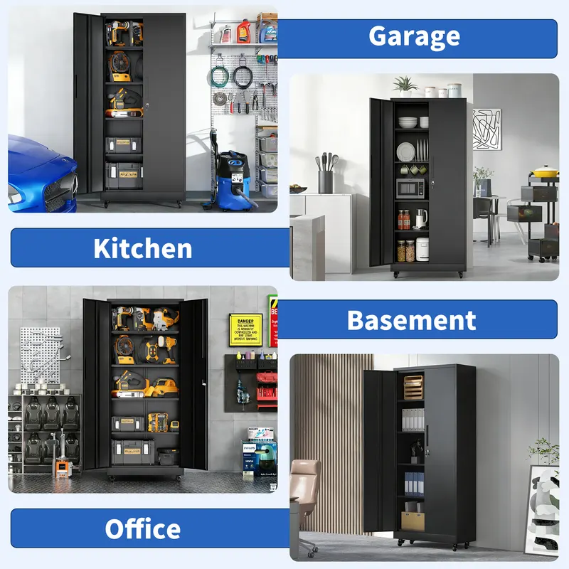 Garage Storage Cabinet with Wheels and Lock — photo 4