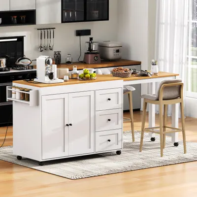 Kitchen & Dining: K & K 74.8 Kitchen Island with Extendable Dining Table