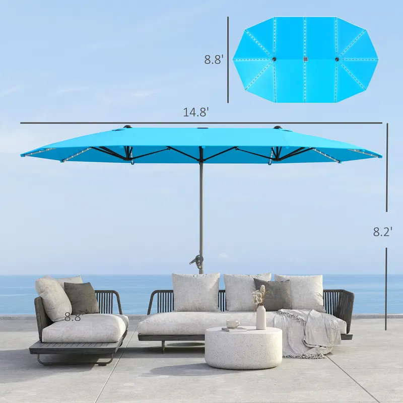 15ft Double-sided Outdoor Umbrella with Solar Lights — photo 3