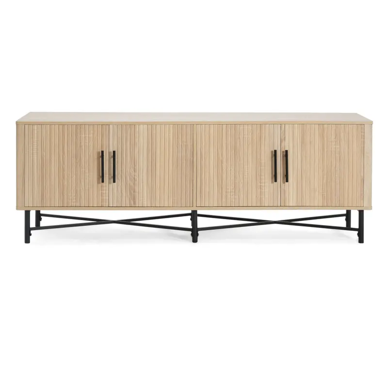 Functional 4-Door TV Cabinet 2 Storage Spaces — photo 2