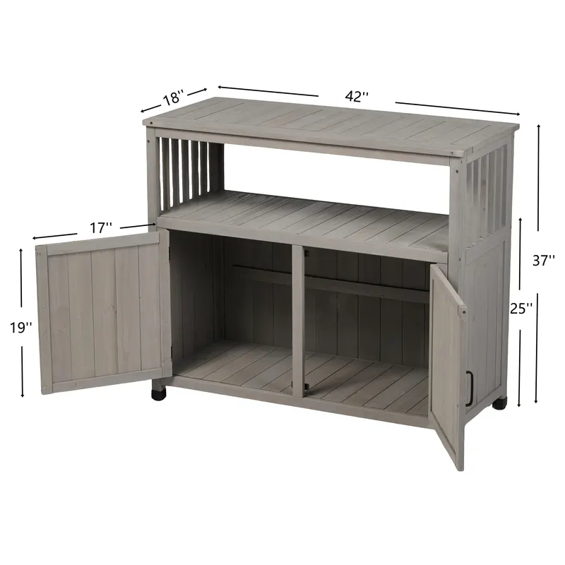 Wooden Patio Bar Table Set with Storage — photo 4