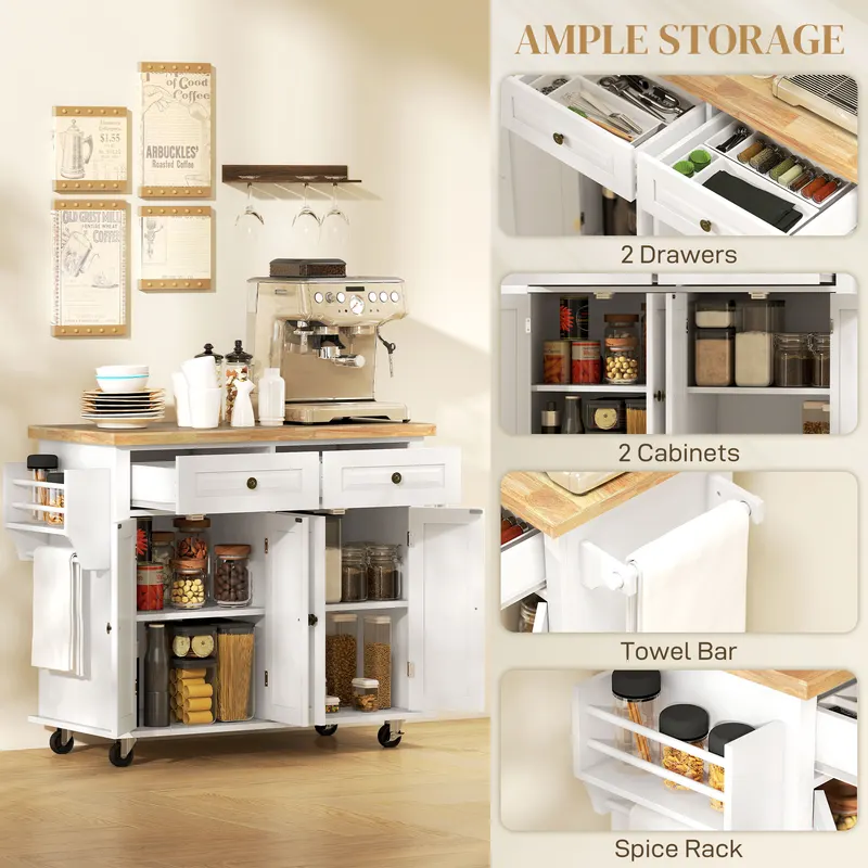 44" Mobile Kitchen Island Table — photo 3