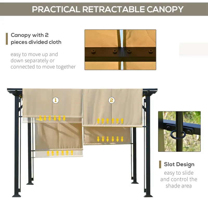 Outdoor Patio Gazebo Pergola with Retractable Canopy Roof — photo 5