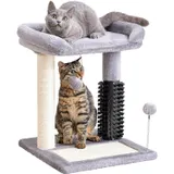 Small 4-in-1 Cat Tree Tower with Self-grooming Brush and Natural — photo 1