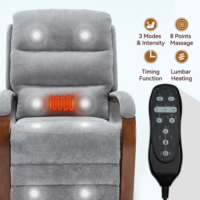 Power Grey Chenille Lift Recliner Chair Dual Motor Infinite — photo 6