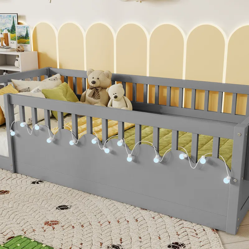 Full Montessori Floor Bed Frame with High Rails β photo 4