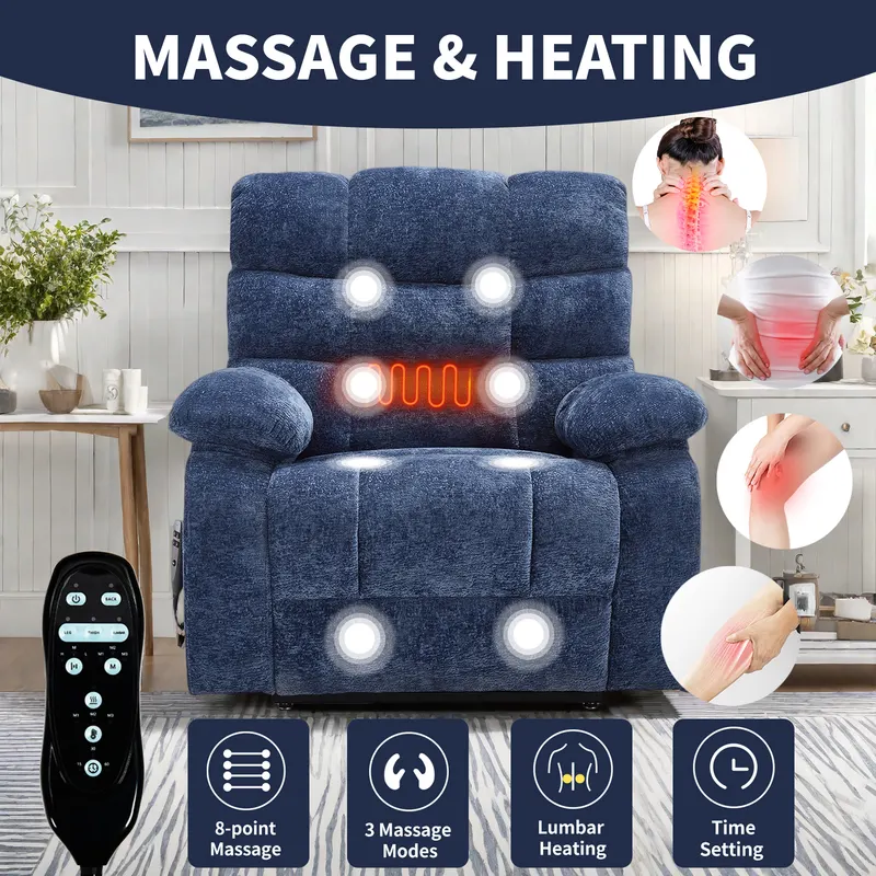 Lift Recliner Chair Heat Massage Dual Motor Infinite Position Up — photo 6