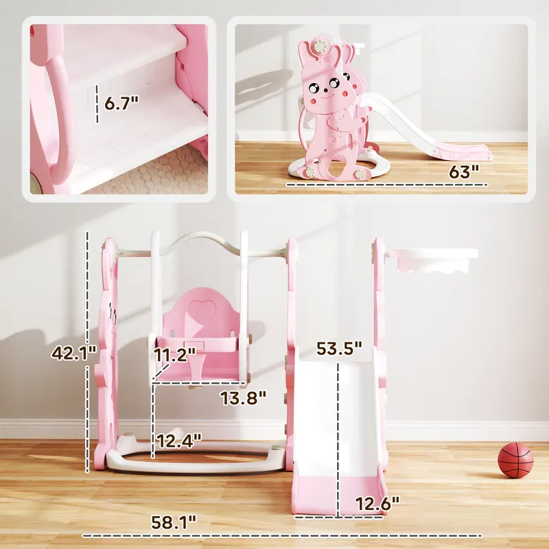 4 in 1 Toddler Slide and Swing Set with Climber — photo 4