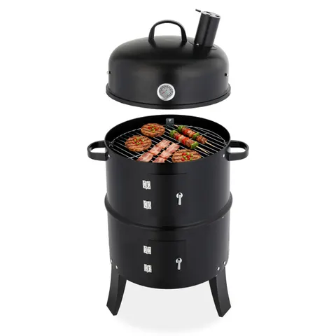 Cm — Black Cylindrical Smoker with Chimney