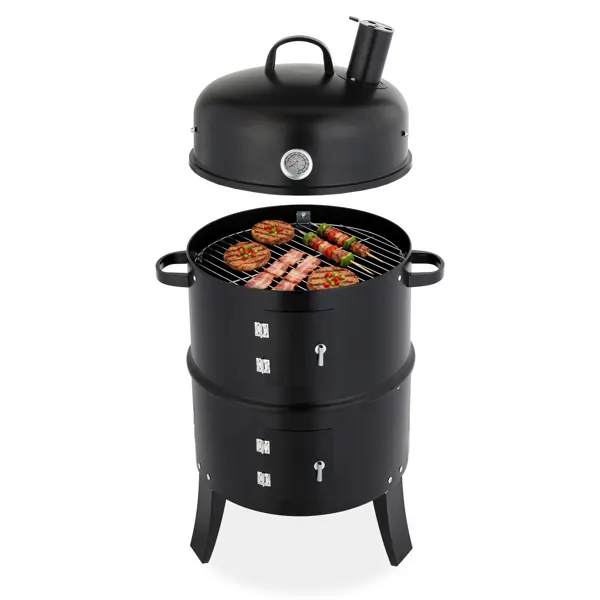 Cm — Black Cylindrical Smoker with Chimney
